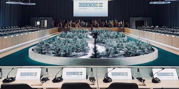 Så här såg det ut i Scandinavia XPO under OSSE-mötet som hölls i december 2021.