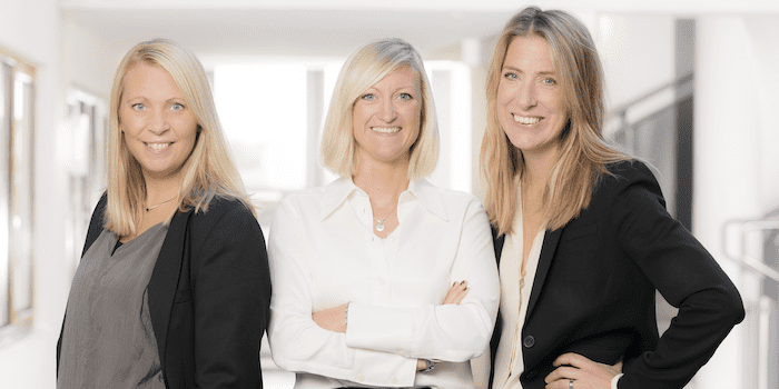 Från vänster: Marie Eriksson – Sälj och marknadskoordinator, Charlotte Augustsson – Försäljnings och marknadsansvarig, Maja Törngren - Affärschef