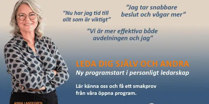 Välkommen på webbinarium den 3 oktober inför programstarten av: ”Leda dig själv och andra”
