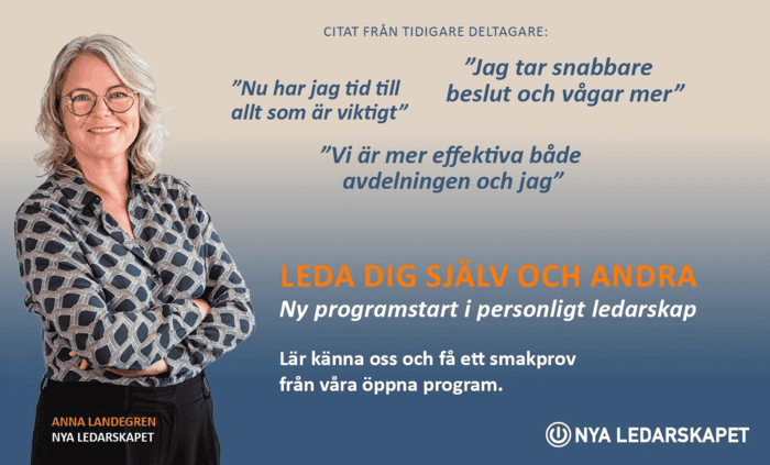 Välkommen på webbinarium den 3 oktober inför programstarten av: ”Leda dig själv och andra”