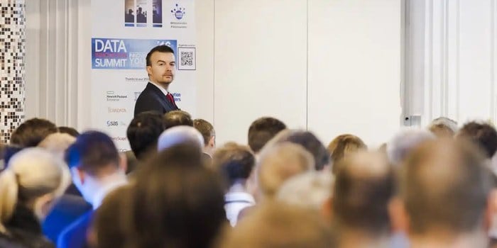 Goran Cvetanovski på den första Data Innovation Summit i Stockholm 2016